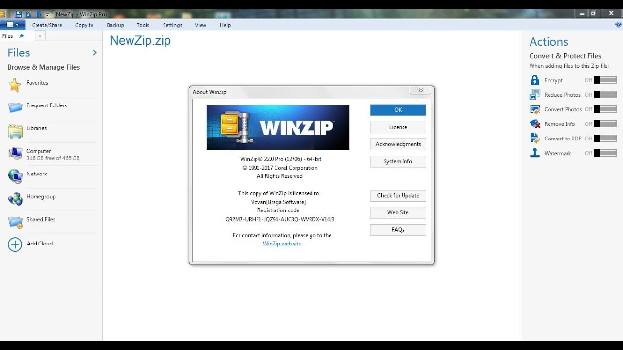 Winzip activation code key